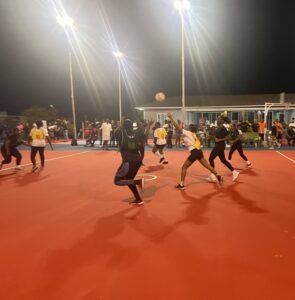 South Camp Road Rebels make a daring catch during the Sutherland SPICE Netball Competition on December 12th 2025 at Scotiabank Sports Club against World Ward 1